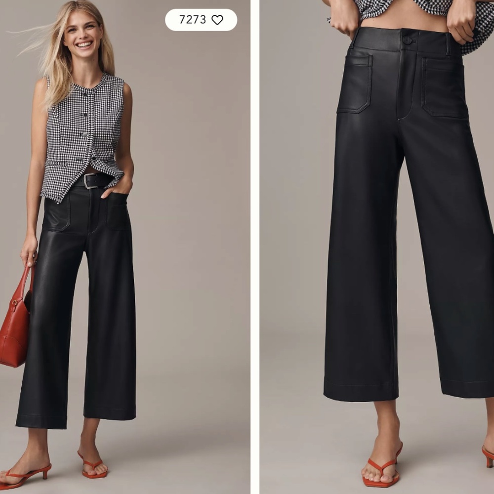 The Colette Faux Leather Crop Wide-Leg Pants by Maeve